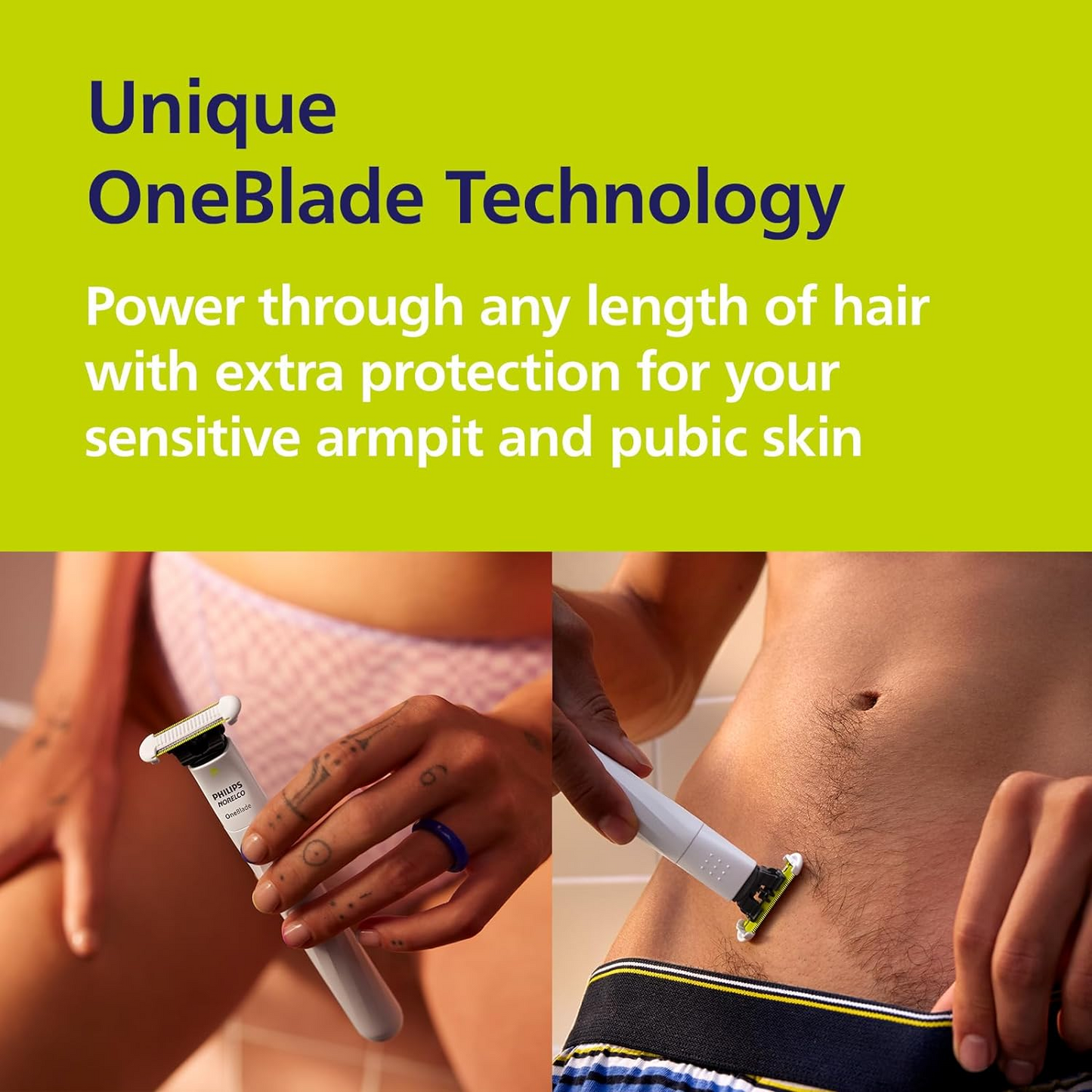 Waterproof OneBlade Groomer for Pubic & Body Hair – Trim & Shave with Extra Skin Protection