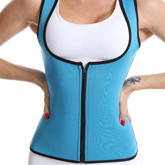 Women's Waist Trainer Corset Top – Zipper Body Shaper with Wide Straps for Tummy Control & Workout Support