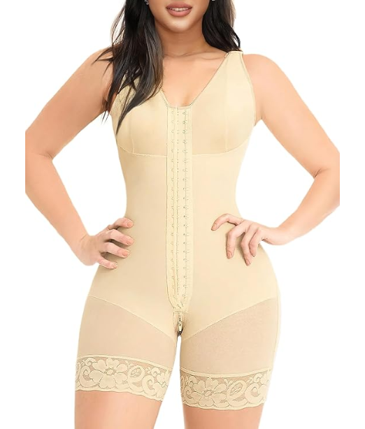 Full Body Shapewear for Women – Tummy Control Compression Garment with Butt Lifter, Zipper Crotch & Adjustable Straps – Post Surgery & Everyday Wear