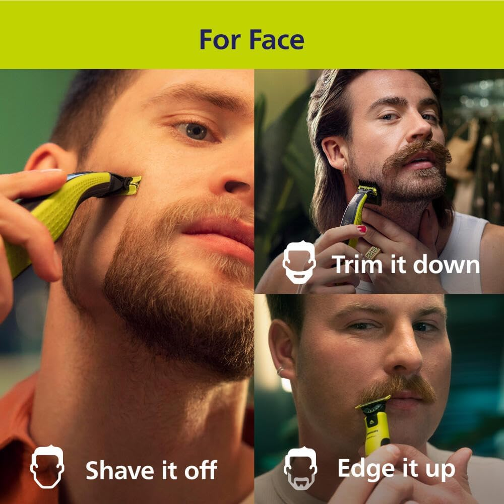 OneBlade 360 Hybrid Trimmer & Shaver for Face – Electric Beard Groomer with Adjustable Comb & USB Charging