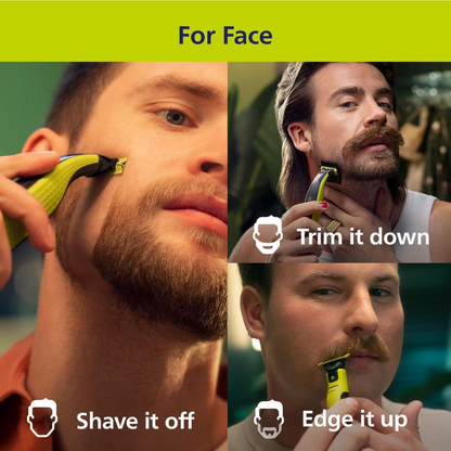 OneBlade 360 Hybrid Trimmer & Shaver for Face – Electric Beard Groomer with Adjustable Comb & USB Charging