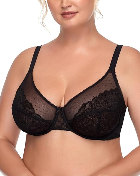 Full Coverage Lace Minimizer Bra for Women with Underwire, Plus Size Lifting Support for Heavy Breasts