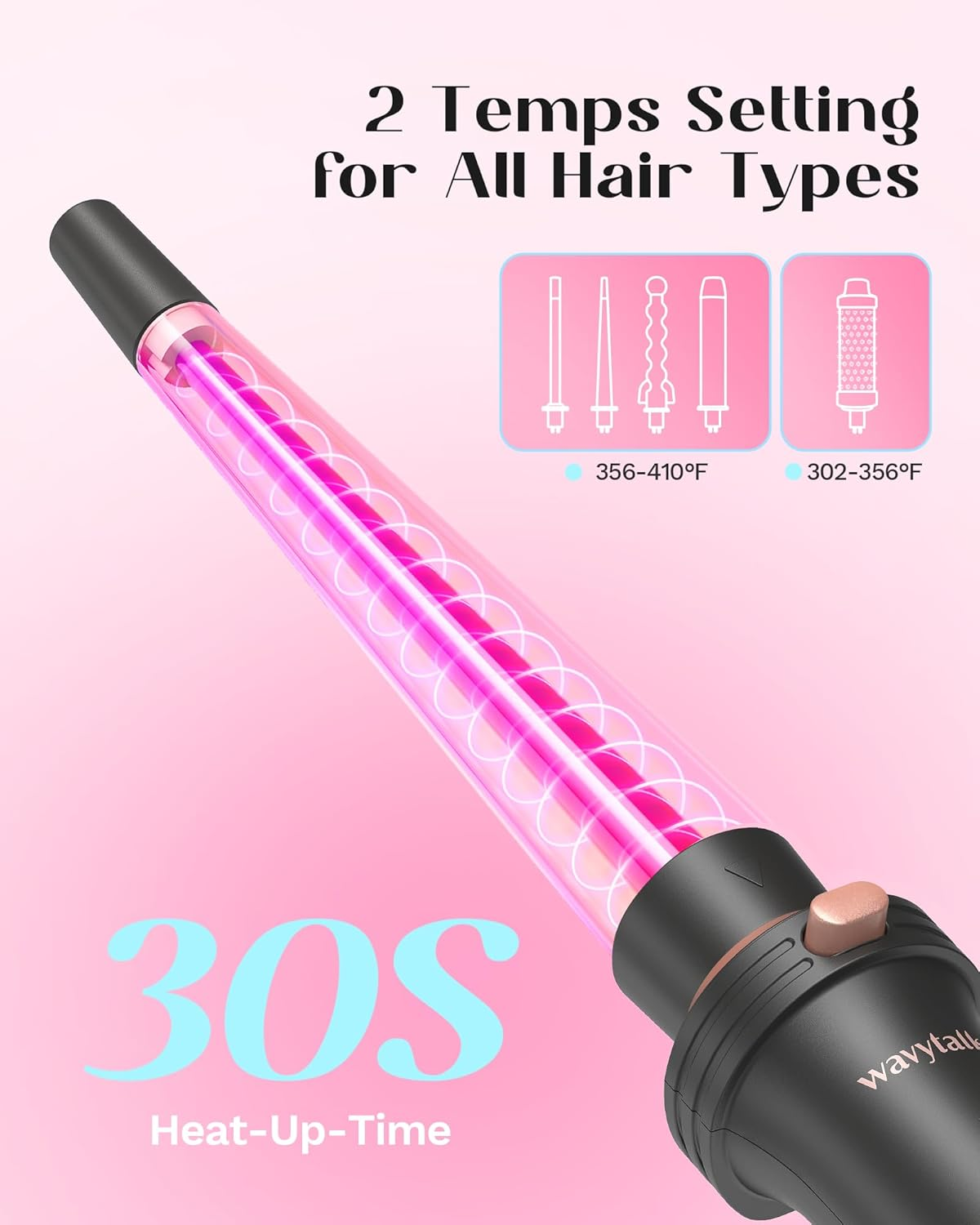 5 in 1 Curling Wand Set with Ceramic Barrels & Curling Brush – Interchangeable Hair Styling Tool for Loose