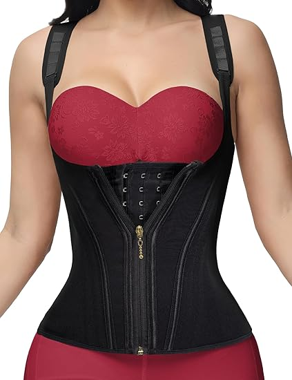 Adjustable Waist Trainer for Women – Tummy Control Body Shaper with Shoulder Straps & Back Support