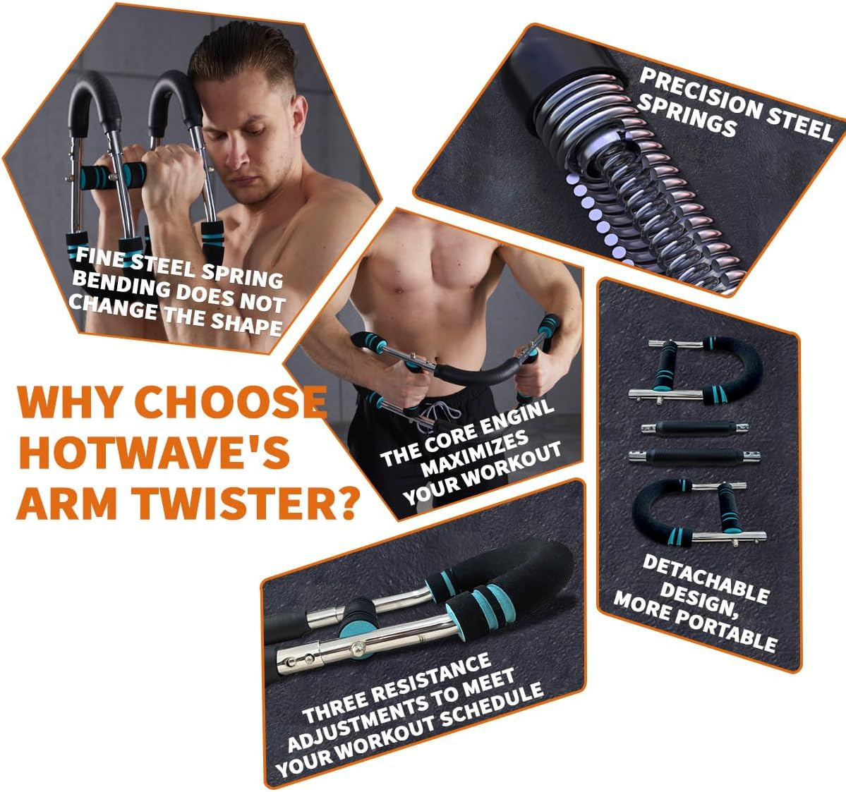 Twister Arm Exerciser – Adjustable Spring Workout Bar for Forearms, Triceps, Chest, and Full Body Strengthening, Portable Home Fitness Equipment