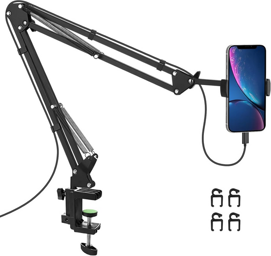 Adjustable Long Arm Phone Holder for Desk – Flexible Clip Stand for Hands-Free Viewing