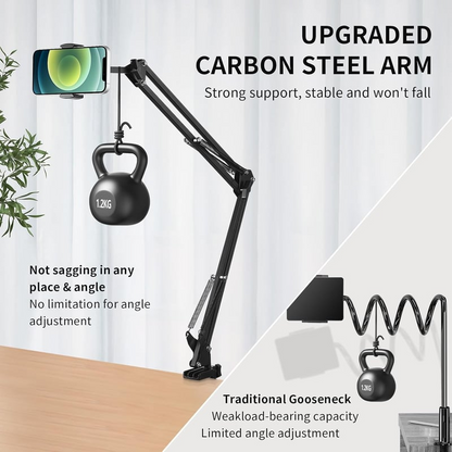 Adjustable Long Arm Phone Holder for Desk – Flexible Clip Stand for Hands-Free Viewing